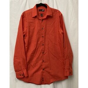 JF J. Ferrar Men's Bright Orange Slim Long Sleeve Button Up - SZ 16-16 1/2 34-35